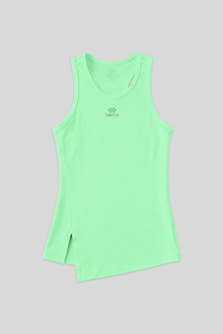 Tommy Life Neon Yeşil Yırtmaç Detaylı O Yaka Sıfır Kollu Standart Kalıp Kadın Spor Atlet - 97256 Neon Yeşil