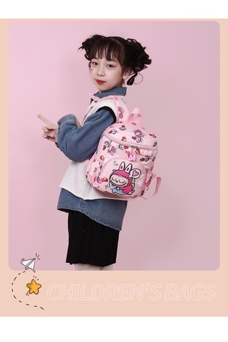 Çocuk Sevimli Karikatür Büyük Kapasiteli Sırttantası-pembe Pembe