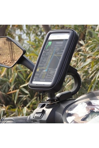 Xuweiwei Her Türlü Telefona Uygun Motosiklet Gidon Tutucu Dikiz Aynası Yağmurluklu 360 Derece Döner Büyük Boy -
