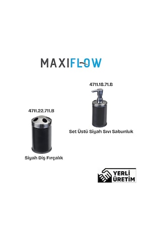 Maxiflow Set Üstü Sıvı Sabunluk,maxıflow Diş Fırçalık Siyah