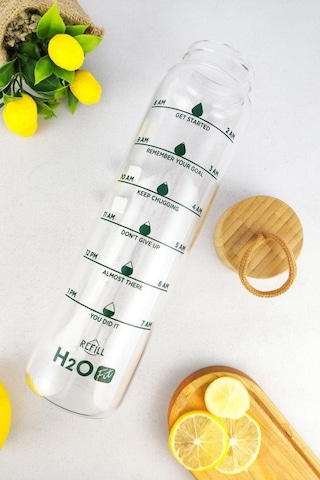 Digithome H2O Fit Bambu Kapaklı Cam Matara 1 L - H2O75992 C1-1-18