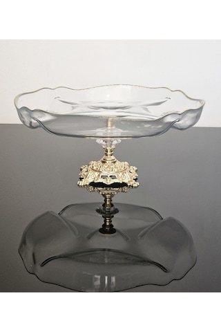 Atabey Home Bölmeli Servis Tabaği Döküm Ayakli Gold Detayli & Sunumluk & Kahvaltilik & Çerezlik 30cm