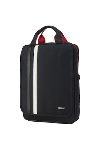 Case Club Slim Siyah Beyaz Detaylı Mat Destekli Omuz Askılı 15 İnç Laptop Bölmeli Sırt Siyah - Beyaz