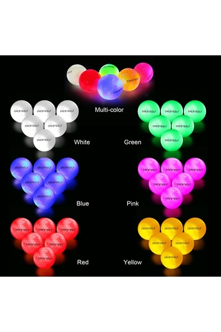 Qingmipy 6 Adet Golf Işık Topu Led Aydınlatmalı Yüksek Elastik Antrenman Ve Maç Topları Çeşitli Renkler Çok Renkli