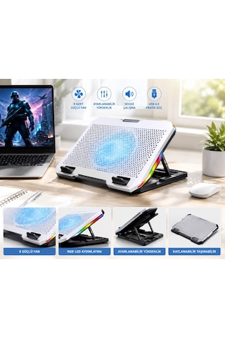 Asus Vivobook S16 Oled Rgb Led Laptop Soğutucu Standı Tek Fanlı, 12-17 İnç Uyumlu