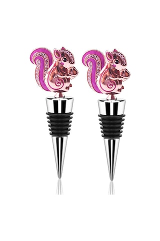 Konesam 2 Adet Metal Sincap Desenli Şarap Şişe Tıkanıcısı - Zinc Alloy Malzeme İle Şarap Tazeliğini Koruyucu Dekoratif Korku