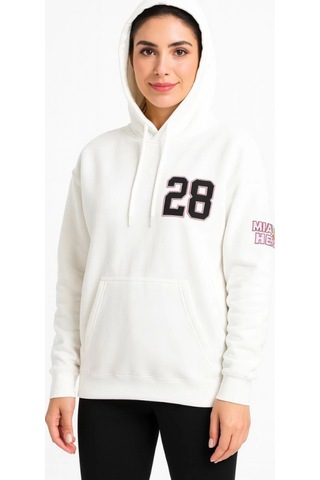 Etiler Collection Üç İplik Kapüşonlu Ön Ve Arka Baskılı Sweatshirt Hoodie - Beyaz