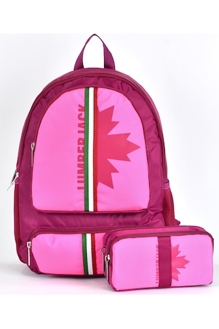 Lumberjack Çok Gözlü Unisex 2'li Okul Çantası Seti Okul Çantası Ve Kalemlik Pembe Lmcan24012