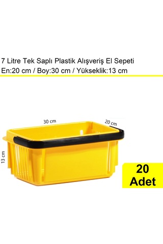 Kozmetik Ve Bijuteri Plastik Alışveriş El Sepeti 7 Litre Sarı 20 Adet / En:20 Boy:30 Yükseklik:13 Cm Sarı