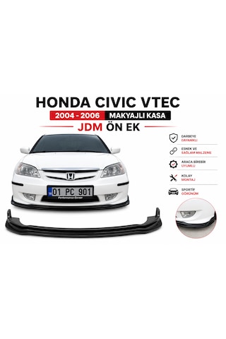 Honda Civic Vtec 2004-2006 Makyajlı Kasa Uyumlu Jdm Ön Ek İnce Esnek Tip Siyah Ön Tampon Lipi