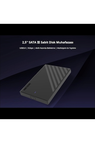 Hıksemı Hs-hub-mhb201, Usb3.0, 2,5" Disk Kutusu. Ssd Ve Hdd Destekler, 5gbps, Siyah, Win, Mac-os, L