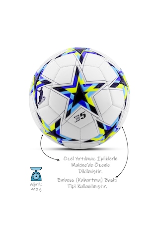 Şampiyonlar Ligi Pompalı Sert Zemin Halı Saha Futbol Topu No:5 - Siyah 034 Siyah