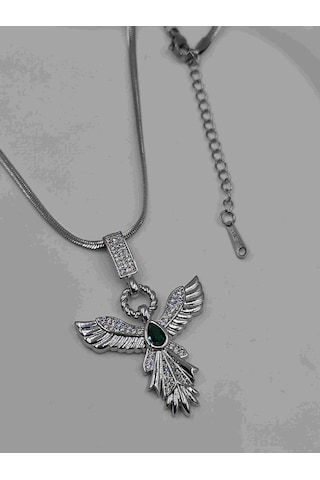 Çağla Şikel Ema Model Anka Kuşu Çelik Kolye Gümüş