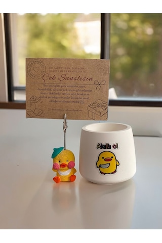 Komik Akıllı Ol Temalı Civciv Baskılı Ve Civciv Not Tutacağı Hediyelik Ofis Seti