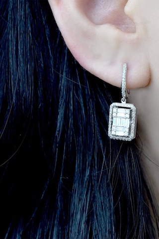 Modern Tasarım 1.22 Ct Baget Kare Tektaş  Küpe