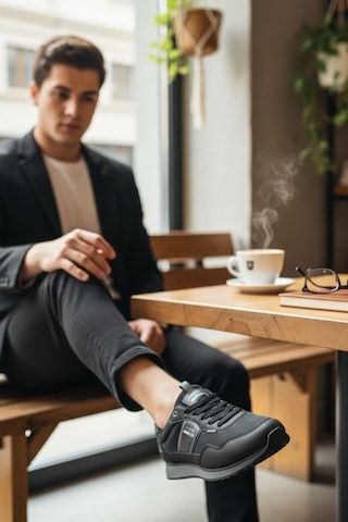 Enoch Erkek Spor Ayakkabı Günlük Yürüyüş Ve Koşu Sneaker Hafif Esnek Tabanlı Rahat Kalıp Siyah