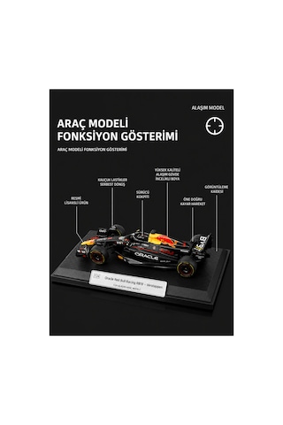 Lisanslı Red Bull Racing Rb19 F1 Formula 1 Max Verstappen 1:24 Ölçek Metal Maket Model Araba Çok Renkli
