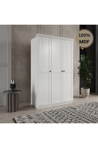 Dali 3 Kapılı Mdf Country Gardırop Beyaz