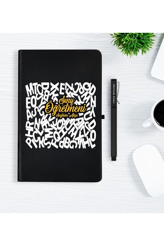 Kişiye Özel Sınıf Öğretmeni Siyah Defter Kalem Seti - 3