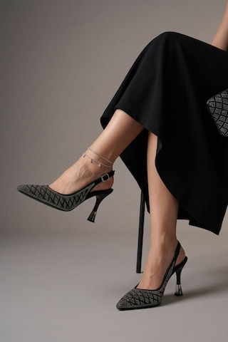 Papuç Sepeti 9 Cm Topuklu Kadın Stiletto Ayakkabı Siyah