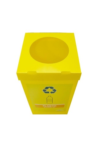Geri Dönüşüm Kutusu - Sıfır Atık Kutusu Sarı plastik