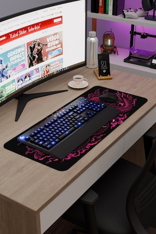 Ejderha Pembe V4 70x30 Xl Gaming Kauçuk Kaymaz Taban Mouse Pad Fare Altlığı