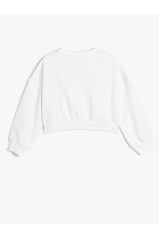 Koton Yılbaşı Temalı Sweatshirt Uzun Kollu Kedi Baskılı Bisiklet Yaka Beyaz 5wkg10544ak Beyaz