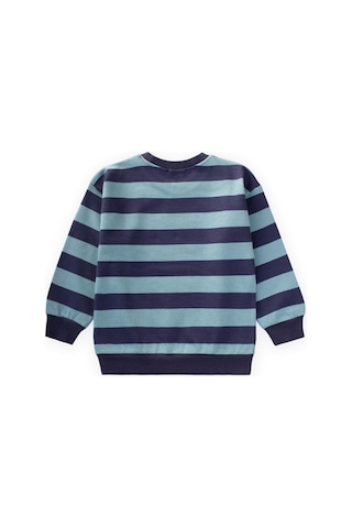 Cigit Çizgili Triko Sweatshırt 2-12 Yaş Mint Lacivert Mint Lacivert