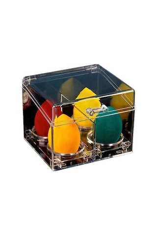 Pazly Pratik Akrilik Makyaj Organizatörü - Pamuklu Çubuk, Top Ve Sünger Saklama Kutusu Diğer