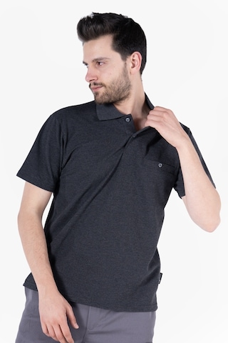 Yıldırımlar T-shirt %100 Pamuk Polo Yaka Fleto Cepli %100 Pamuk Antrasit Melanj