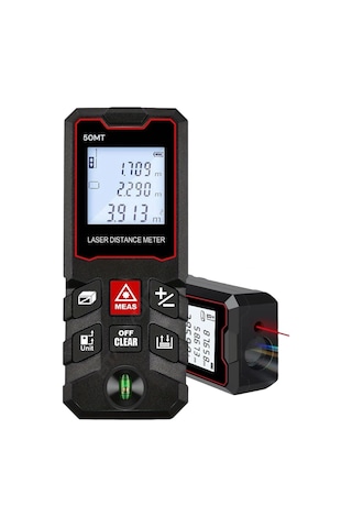 50 Metre Yüksek Hassasiyet Lazer Metre Ölçer Lcd Dijital Ekran Su Terazili Lazermetre