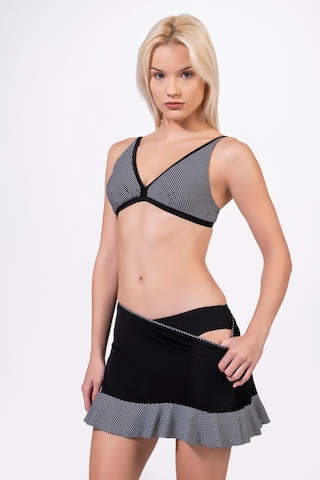 Endeep Kadın Puantiye Desenli Toparlayıcı Siyah Etekli Bikini Takımı