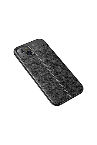 Smcase Apple Uyumlu iPhone 13 Kılıf Deri Dokulu Silikon