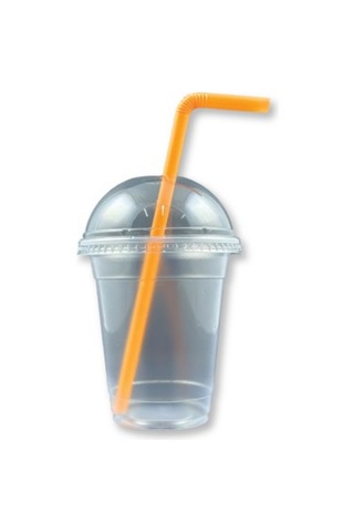 Plastik Milkshake Bardağı 100'lü Kapaklı Şeffaf Meşrubat Bardağı