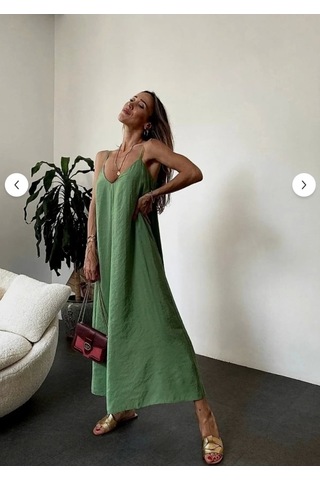 Aerobin Uzun Elbise Haki