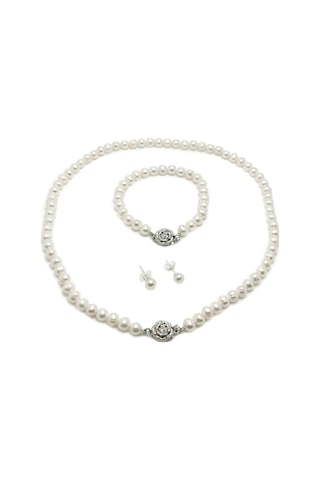 Chavin Doğal İnci Kolye Küpe Bileklik Özel Kutulu Set Ep96by