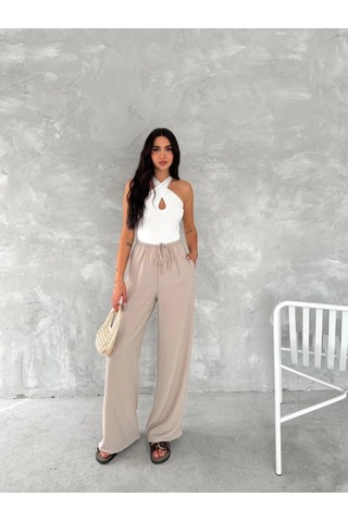 Freedom Store Kadın Ayrobin Oversize Kadın Pantalon - Bej