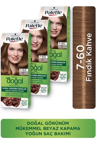 Palette Kalıcı Doğal Renkler Saç Boyası 7-60 Fındık Kahve X 3 Adet