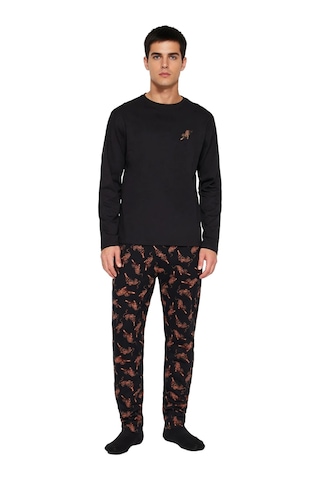 Frm Erkek Animal Desenli Regular Fit Pijama Takımı Fonksiyonel Dayanı Siyah