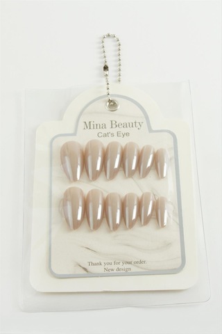 Techmrt Mina Beauty Kedi Gözü Takma Tırnak-bej