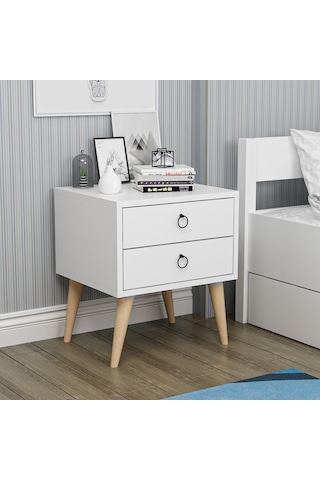 Dekorosso Merlin 2 Çekmeceli Komodin  Beyaz