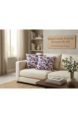 Kırlent 10 4'lü Dekoratif Paisley Kırlent Kılıfı Seti 45x45 Cm Kırmızı Çiçek Desenli Modern Salon Ve Koltuk Yastık Kılıfı Gizli Fermuarlı Çok Renkli