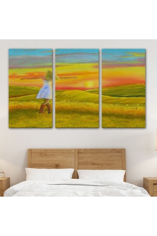Es10 KY Özel Beyaz Elbiseli Kız Ve Yaz Manzarası Tablosu-6569 (50 x 70)