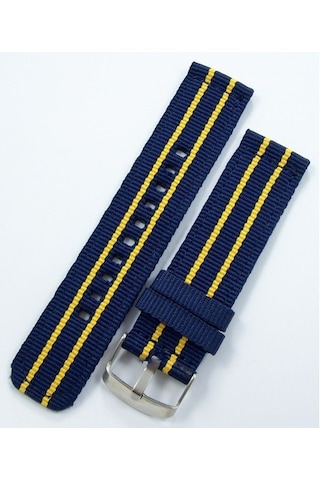 Kumaş Perlon Sarı Lacivert 24Mm Spor Saat Kordonu Kayışı Nato Fb