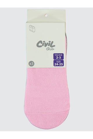 Civil Girls Kız Çocuk 3'lü Babet Çorap 2-12 Yaş Pembe Pembe