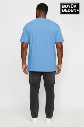 Superlife Erkek Büyük Beden Willamsburg Brooklyn Baskılı 3xl-6xl Bisiklet Yaka Tshırt Spr26bts510-16 Mavi