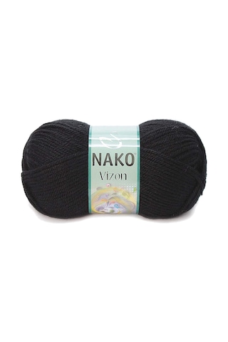 5 Adet Vizon Premium Akrilik El Örgü İpi Yünü Renk No:217 Siyah RYL-NWNKVZ217-5