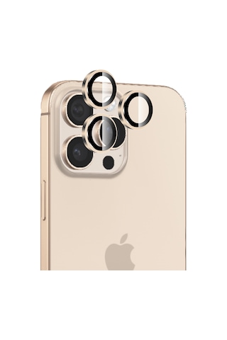 Bix Apple Uyumlu iPhone 16 Pro / 16 Pro Max Safir Lens Koruyucu 3d Kamera Camı 9h Premium Lens Kapağı Desert Titanyum