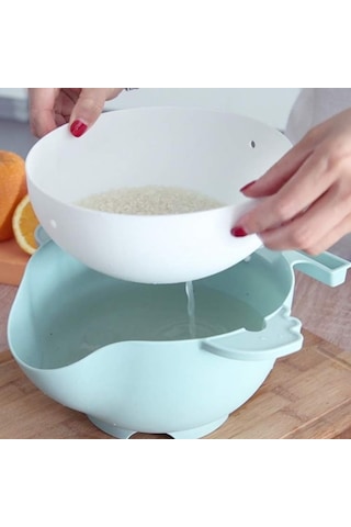 Çok Fonksiyonlu Salata Aparatı - Süzgeçli Doğrayıcı Kase Renkli