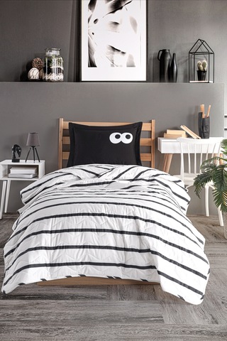 Eponj Home Kapitone Yatak Örtüsü Seti Tek Kişilik Funny Siyah Siyah